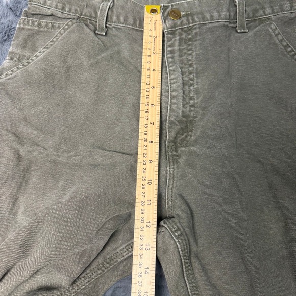 Carhartt Loose Fit Carpenter Pants Faded Olive Green Duck Canvas Mens 34x30 - Picture 5 of 10